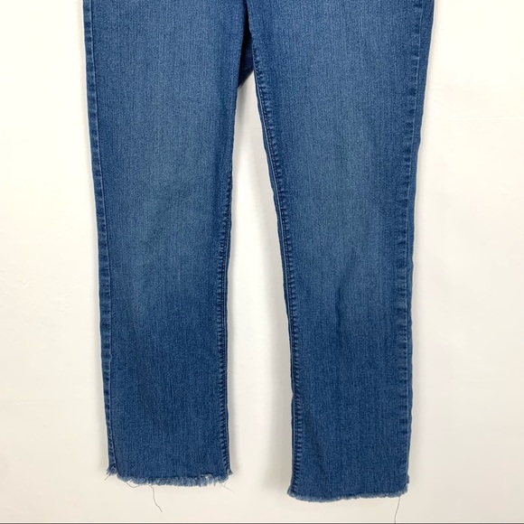 NYDJ Marilyn Straight Frayed Raw Hem Ankle Crop Lift Tuck Blue Jeans 0 - Picture 5 of 11